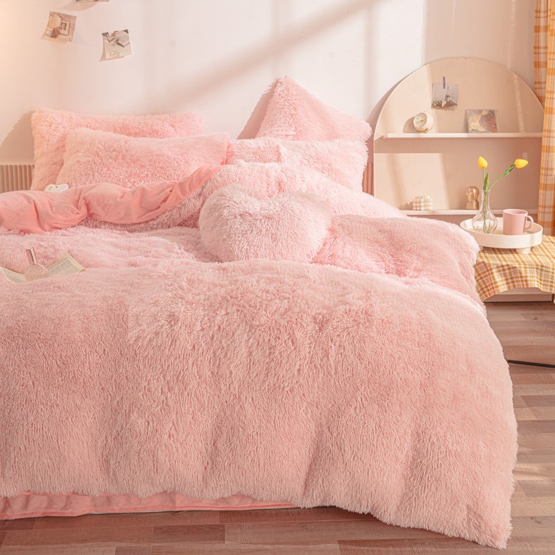 Plush Four-Piece Set Crystal Velvet Four-Piece Set Warm Bed Sheet Mink Velvet Quilt Cover Net Red Explosions - Image 4