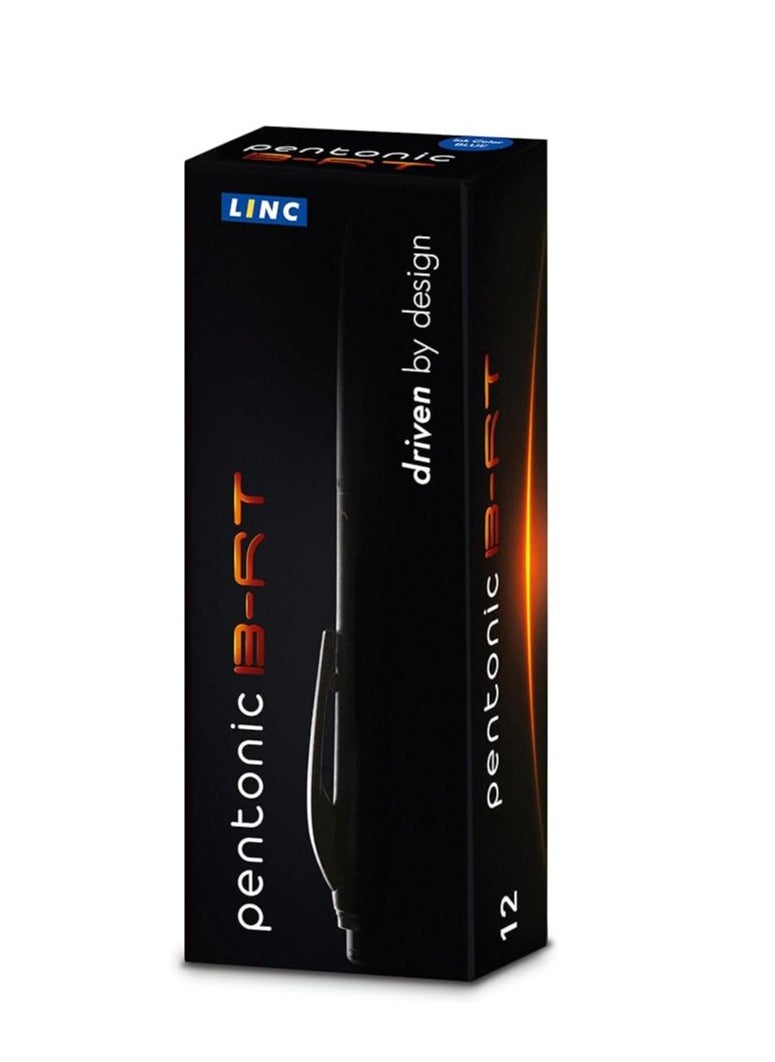Pentonic Ball Pen Box Pack | Tip Size 0.7 mm | Retractable Mechanism With Black Matte Finish Body | Comfortable Grip For Fast Flow Writing Experience | Blue Ink, Pack Of 12  - Image 1
