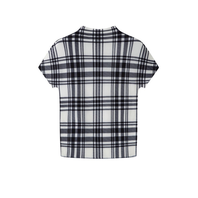 Women's Pleated Print T-Shirt High Elastic Slim Fit - Image 5
