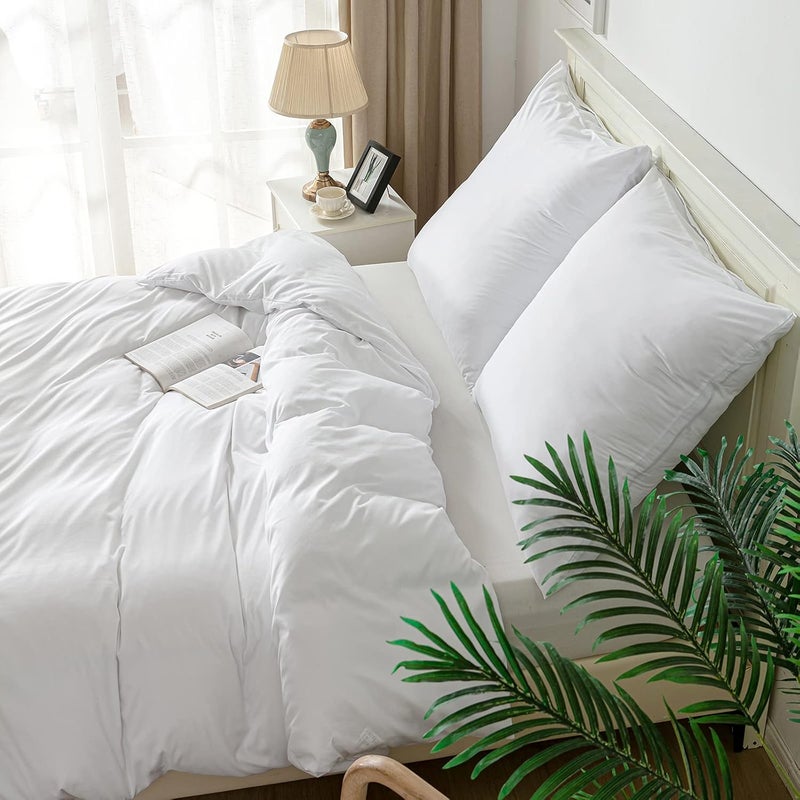 Good Nite Bed Linen 240 x 220 cm 3-Piece White Bed Linen Sets Microfibre Duvet Cover 240 x 220 cm + 2 Pillowcases 80 x 80 cm Breathable Soft - Image 3