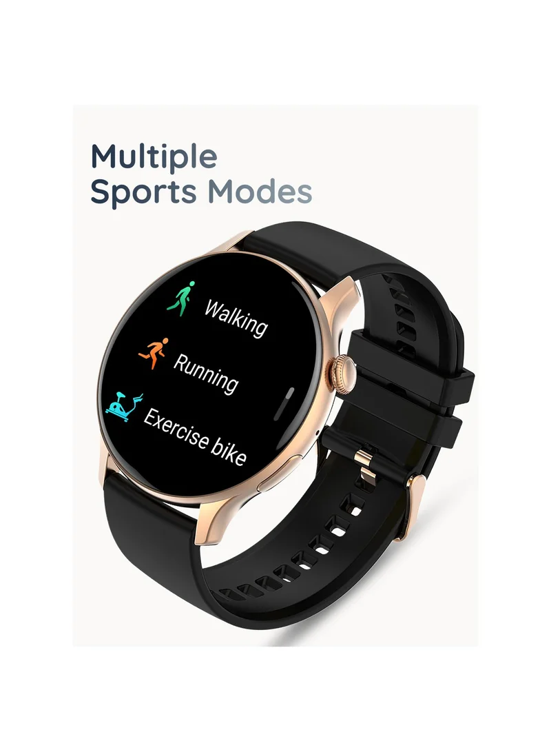 Pebble Dart 1.28" Round HD Display Smartwatch for Men and Women, Bluetooth Calling, Voice Assistance, Sleep Monitoring, Alarm & Notification - Ivory Gold