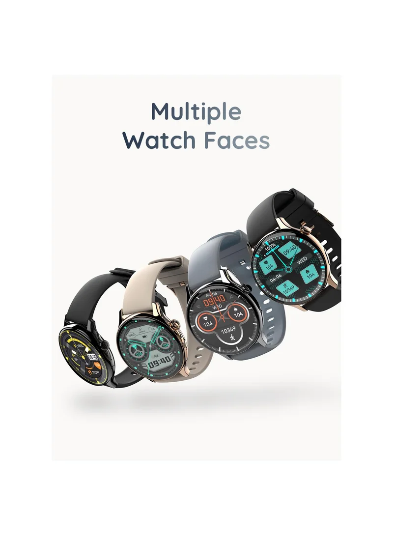 Pebble Dart 1.28" Round HD Display Smartwatch for Men and Women, Bluetooth Calling, Voice Assistance, Sleep Monitoring, Alarm & Notification - Ivory Gold