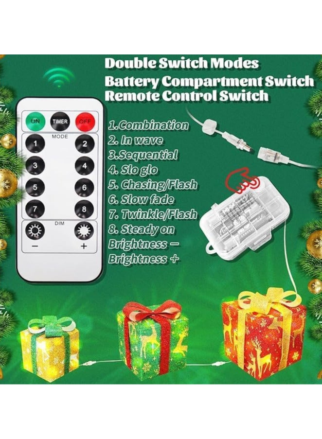AUTOYSUR 3 قطع صناديق هدايا عيد الميلاد المتداخلة مع غطاء صناديق متراصة صناديق عيد الميلاد للهدايا صناديق تغليف مضاءة لعيد الميلاد ورأس السنة لتغليف الهدايا زينة المنزل - Image 5