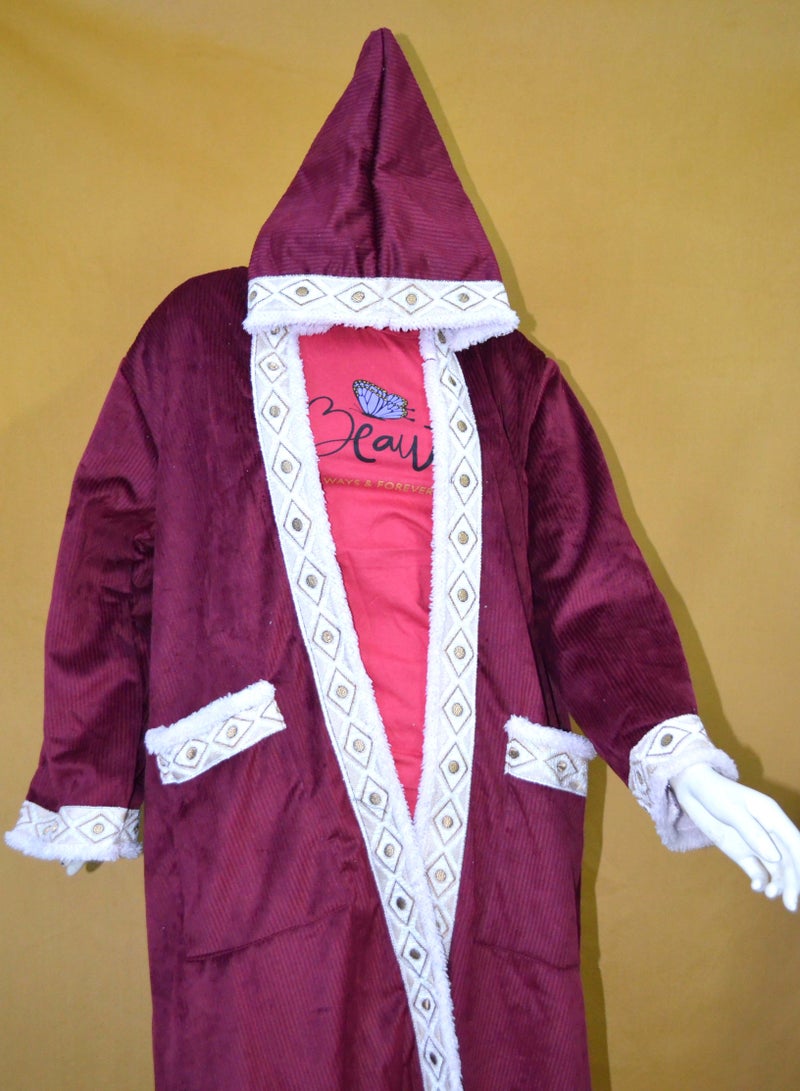 Women Winter Coat with Hoodie TA-YM02 RED - Image 3