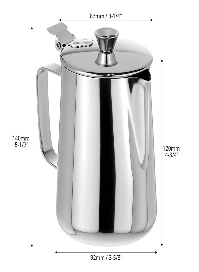 QWORK 600 mL 304 Stainless Steel Coffee Cup, Milk Frothing Pitcher with Lid, Latte Art Steaming Jug with Precision Pour Spout and Ergonomic Handle for Espresso Cappuccino Coffee - Image 5