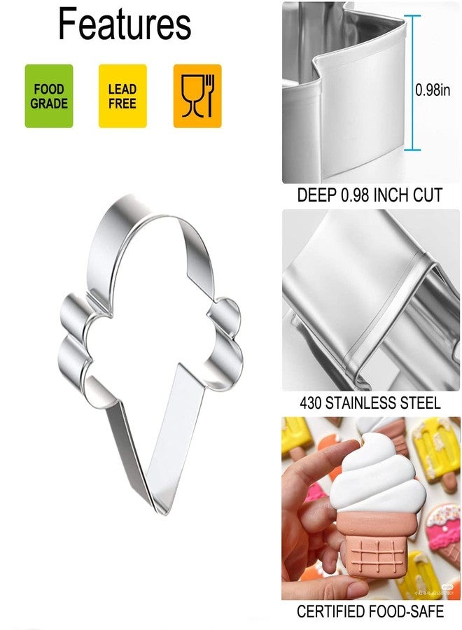 Q-BAKER Ice Cream Cookie Cutters, Summer Ice Cream Cone Cookie Cake Mold Bakery Supplies, Stainless Steel Metal Molds Cutters for Making Biscuits - Image 3