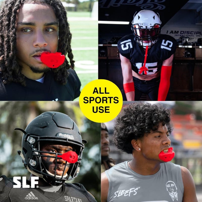 SLEEFS Football Mouth Guard - Youth Mouthguard with Helmet Strap - Lip/Teeth Protector Mouthpiece - No Boil - for Youth/Adults, Maximum Air Flow, for All Sports (God First Red) - Image 3