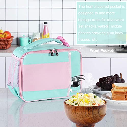 Amersun Kids Insulated Lunch Box, Lunch cooler with Water Bottle Holder, Keep Food Warm Cold School Lunch Bag for Kids Teen Girls Boys, Lunch Tote Bag for Children, Light Pink New - Image 4