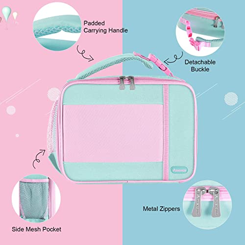 Amersun Kids Insulated Lunch Box, Lunch cooler with Water Bottle Holder, Keep Food Warm Cold School Lunch Bag for Kids Teen Girls Boys, Lunch Tote Bag for Children, Light Pink New - Image 5