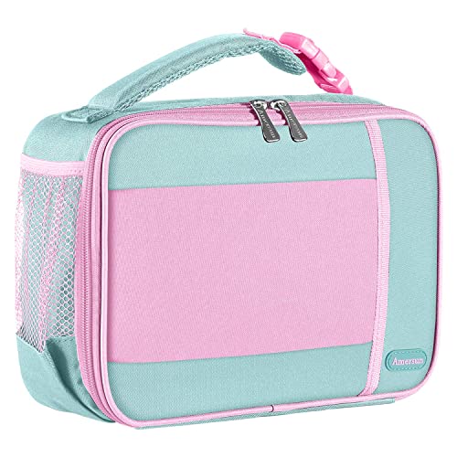 Amersun Kids Insulated Lunch Box, Lunch cooler with Water Bottle Holder, Keep Food Warm Cold School Lunch Bag for Kids Teen Girls Boys, Lunch Tote Bag for Children, Light Pink New - Image 1