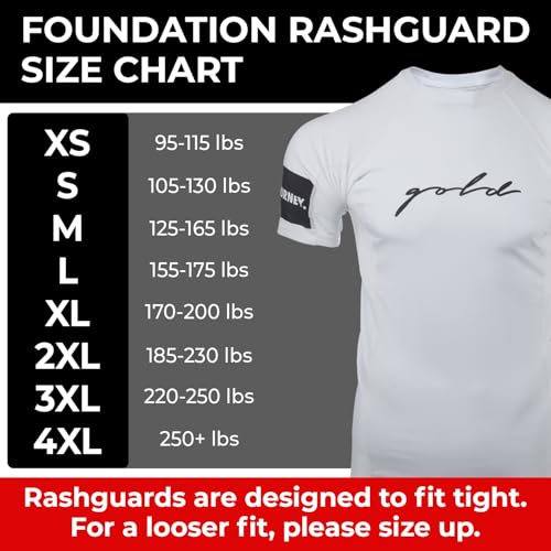 Gold BJJ Foundation Rash Guard - Ranked No-Gi and Gi Jiu Jitsu Rashguard (Short Sleeve, White, XXL) - Image 4