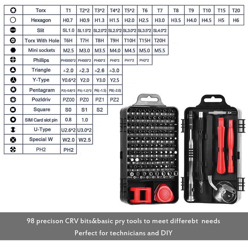 BUYFLUX 110 in 1 Precision Screw Driver Set for Smartphone, Mobile, Laptop, Tablet, Game Console and Household Repair Tool Kit (Black) - Image 2