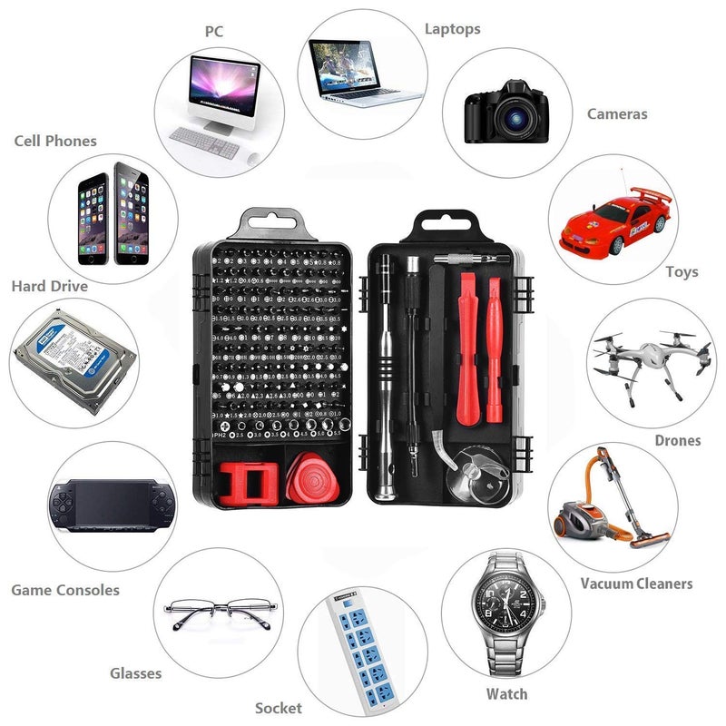 BUYFLUX 110 in 1 Precision Screw Driver Set for Smartphone, Mobile, Laptop, Tablet, Game Console and Household Repair Tool Kit (Black) - Image 3