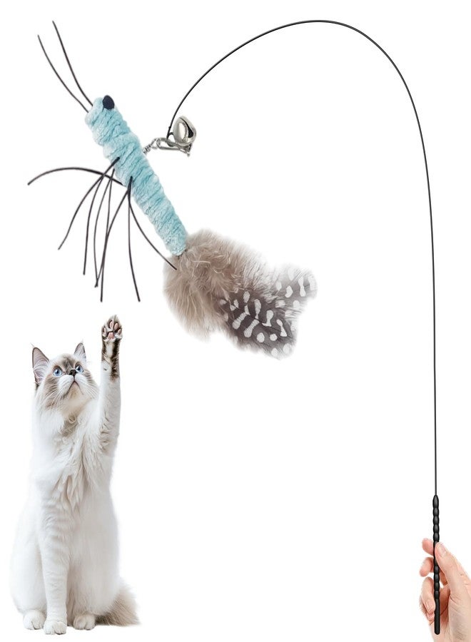 Walfront Interactive Cat Toy, Blue Dragonfly Feather Replacement Wand for Indoor Cats & Kittens - Stimulates Hunting Instinct, Relieves Boredom & Anxiety, Happy & Engaging Play for Busy Cat Parents - Image 1