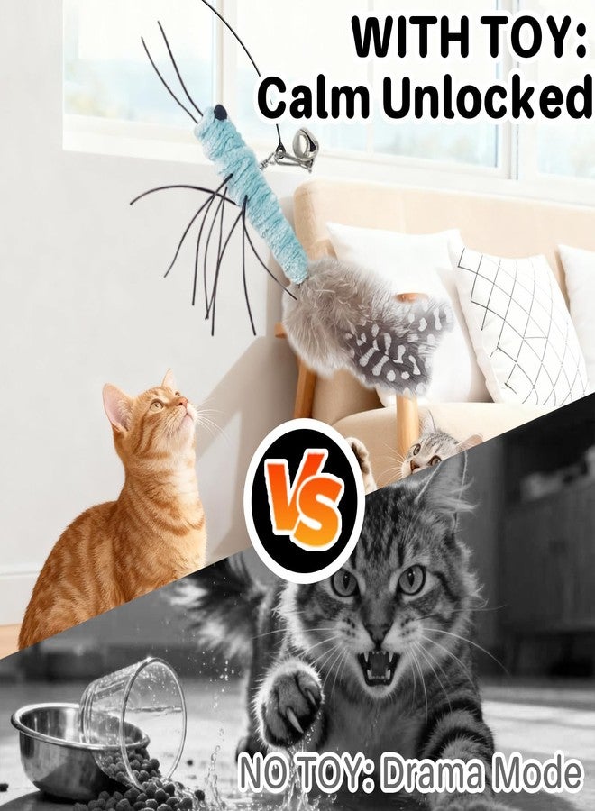 Walfront Interactive Cat Toy, Blue Dragonfly Feather Replacement Wand for Indoor Cats & Kittens - Stimulates Hunting Instinct, Relieves Boredom & Anxiety, Happy & Engaging Play for Busy Cat Parents - Image 3