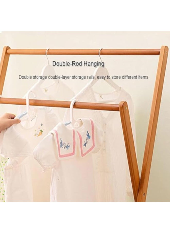 Arabest Foldable Bamboo Coat Rack with Double Rod, freestanding Clothes Drying Rack for Living Room, Bedroom, and Entryway - Image 3