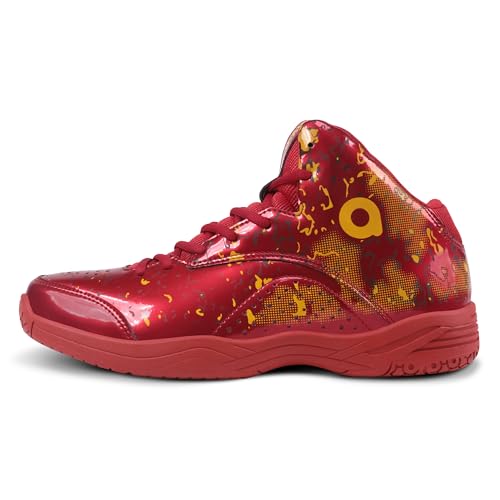 Aivin Wave Pro Men's Basketball Shoes for Men, Durable Rubber Sole, Indoor & Outdoor Court Shoes, Soft Cushion NR EVA Inner Insole, High-Performance Footwear for Basketball (Red/Yellow, UK Footwear Size System, Adult, Men, Numeric, Medium, 6) - Image 1