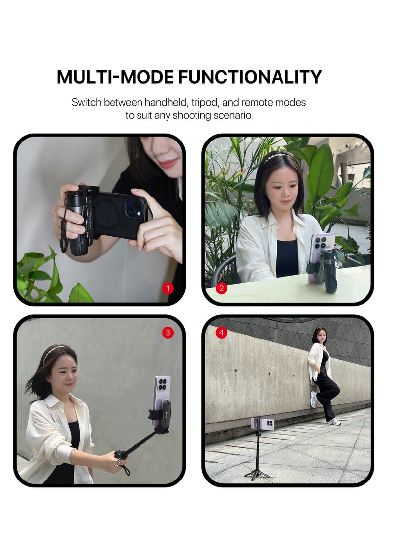 FANTECH Pocket Phone Tripod for Video Vlog Recording, Mini Portable Multi-Function Selfie Stick with Remote Control Photo Function, Retractable Handheld Phone Tripod Stand - Image 4