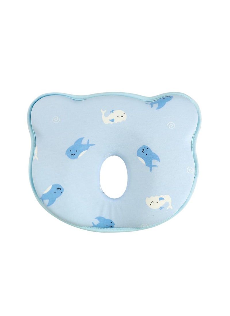 BASEEFY - BASEEFY Memory Foam Baby Head Shaper Pillow to Prevent Flat Head SyndromeNew Borns Pillow to Prevent Flat HeadHead Shaping Pillow for Infants 018 Months Blue Whale - Image 1