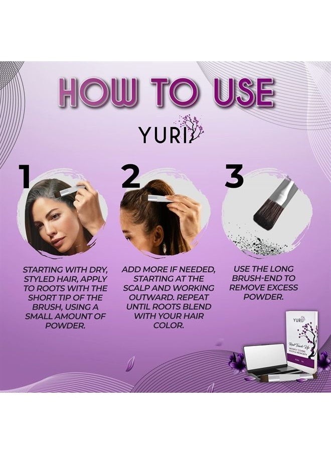 yuri - Premium Root Touch Up - Temporary Instant Root Concealer for Extending Time Between Coloring - Cover Up Grays and Roots with Color and no Spray - Lasts Until You Shampoo - Brown - Image 1