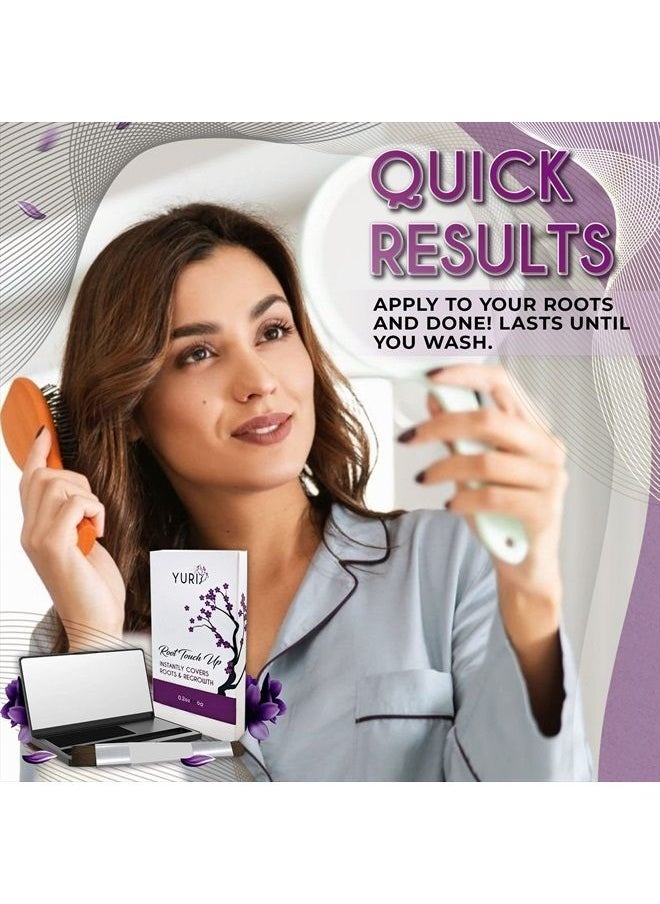 yuri - Premium Root Touch Up - Temporary Instant Root Concealer for Extending Time Between Coloring - Cover Up Grays and Roots with Color and no Spray - Lasts Until You Shampoo - Brown - Image 1
