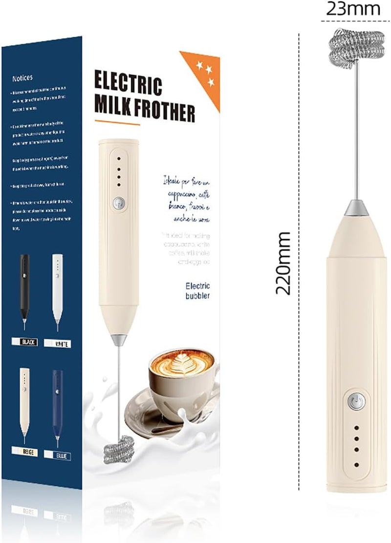 MITCMOLARD Coffee Whisk Electric, Portable Type-C Rechargeable, Durable 3 Speed | Coffee Mixer with 304 Steel Whisks, Adjustable Coffee Blender for Matcha, Lattes, Cappuccino, خفاقة حليب (Beige) - Image 2