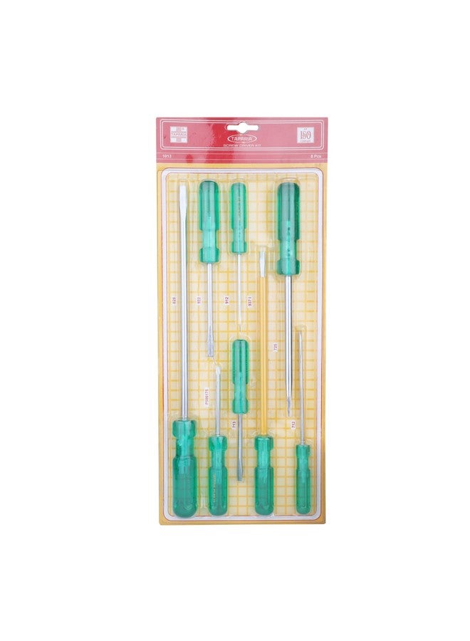 Taparia TAPARIA 1013 Hanging Pouch Screw Driver Kit (Set of 8), green & chrome, 8 screw driver 713, 922, 725, 828, 912, 712, 937, p5 861 75  - Image 1