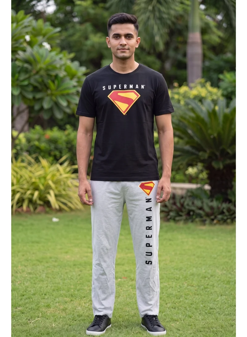 Warner Bros. Warner Bros. Superman Men's Pyjama Set | Official Superman T-Shirt & Lounge Pants Sleepwear Set | Comfortable Cotton Nightwear for Men | Superhero Loungewear & Pajama Set