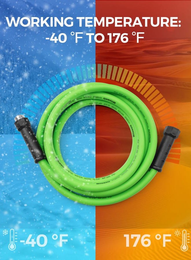 WILAWELS Garden Hose 75 FT x 5/8″, Kink-Free Water Hose with Swivel Handle, Solid Aluminum Fittings, Lightweight, Heavy Duty, Flexible Green Hose, Burst 450 PSI, for Lawns, Yards G75GH06 - Image 3