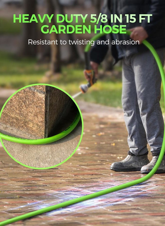 WILAWELS Garden Hose 75 FT x 5/8″, Kink-Free Water Hose with Swivel Handle, Solid Aluminum Fittings, Lightweight, Heavy Duty, Flexible Green Hose, Burst 450 PSI, for Lawns, Yards G75GH06 - Image 2