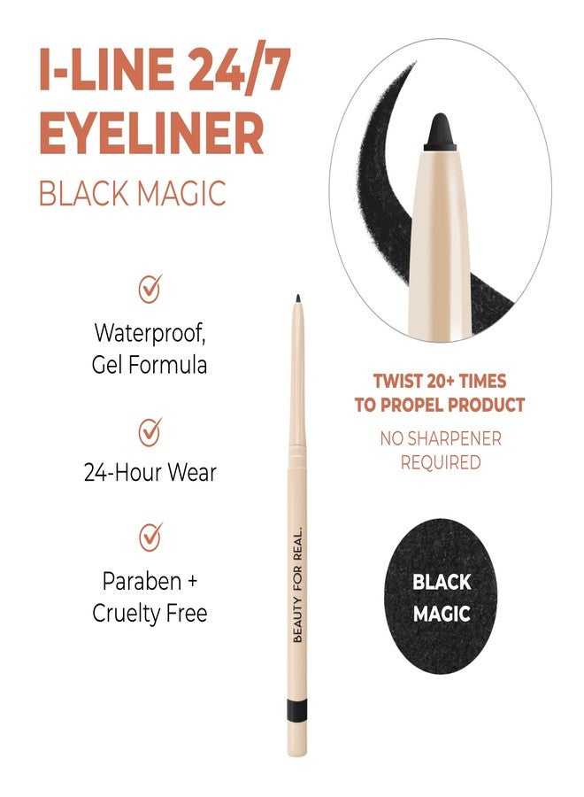 Beauty For Real I-Line 24-7 Eyeliner (Black Magic) & Hi-Def Mascara (Just Black) Set - Long-Wearing, Waterproof Gel Eyeliner + Defining & Volumizing Lash Definer - 1.1 oz - Image 3