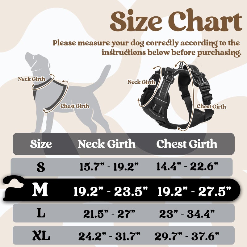 rabbitgoo Dog Harness Medium Sized, No Pull Pet Harness with 3 Buckles, Adjustable Soft Padded Vest with Control Handle, Walking Reflective Pet Vest for Medium Dogs, Black, M - Image 2