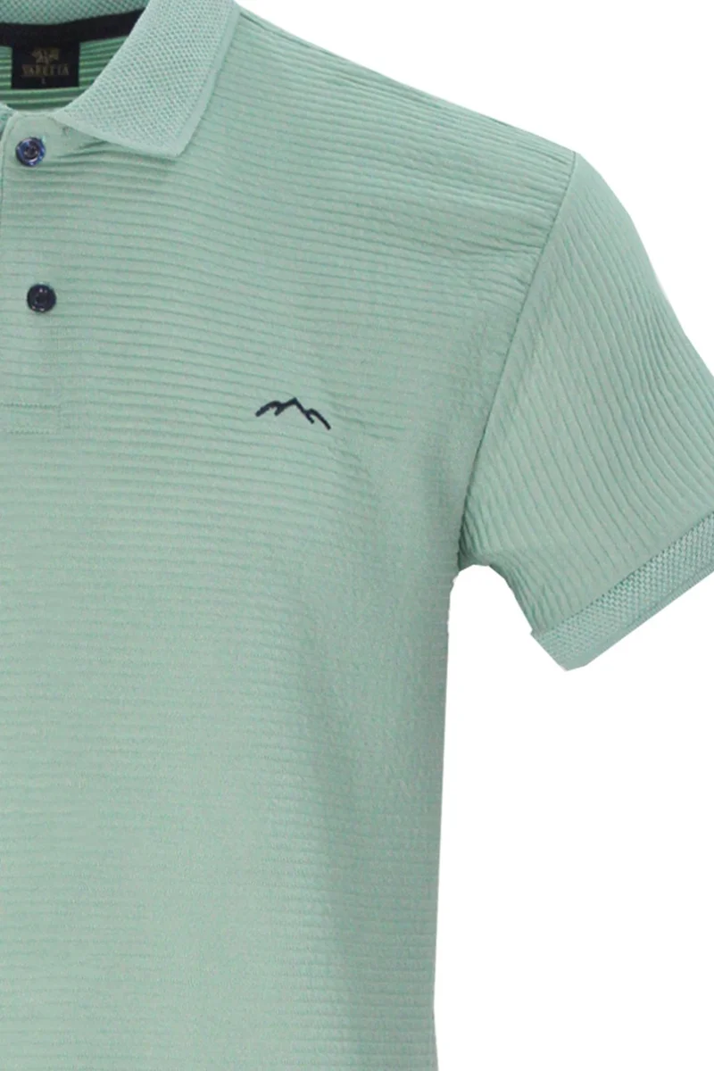 فاريتا Men's Mint Green Polo Collar Summer Cotton Short Sleeve T Shirt