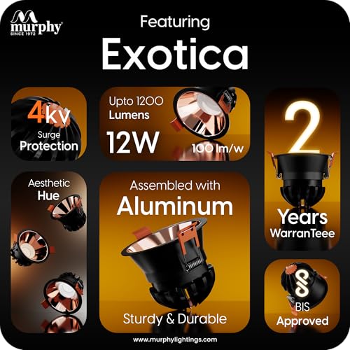 Murphy Exotica 12W COB LED Spot Light for Ceiling | Premium Rose Gold Finish | 1200 Lumens Warm White (3000K) Downlight | Aluminium Body | 4kV Surge Protection | 2 Year Warranty | Pack of 4 - Image 3