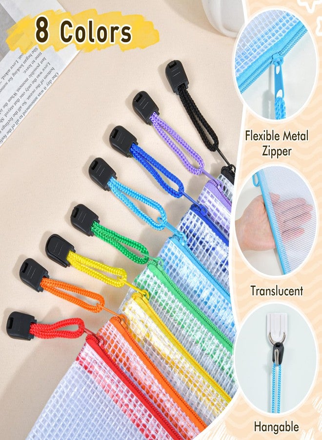 PAPEJOON 26pcs Mesh Zipper Pouch Bags, 8 Sizes Plastic Zipper Bags for Organizing Storage, Clear Pouches with Zipper, Waterproof Mesh Pouch for Office School Supplies, Home Organize, Travel Storage - Image 3