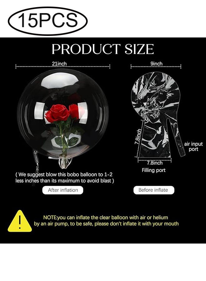 Happy D 15-pack large wedding transparent fillable balloons pre-stretched with wide mouth, bobo balloons, suitable for weddings, bridal showers, birthdays (21-inch inflated) - Image 2