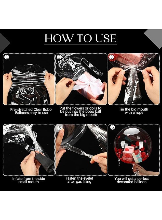Happy D 15-pack large wedding transparent fillable balloons pre-stretched with wide mouth, bobo balloons, suitable for weddings, bridal showers, birthdays (21-inch inflated) - Image 3