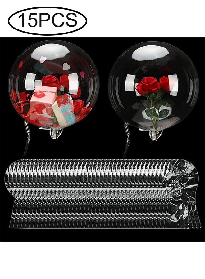 Happy D 15-pack large wedding transparent fillable balloons pre-stretched with wide mouth, bobo balloons, suitable for weddings, bridal showers, birthdays (21-inch inflated) - Image 1