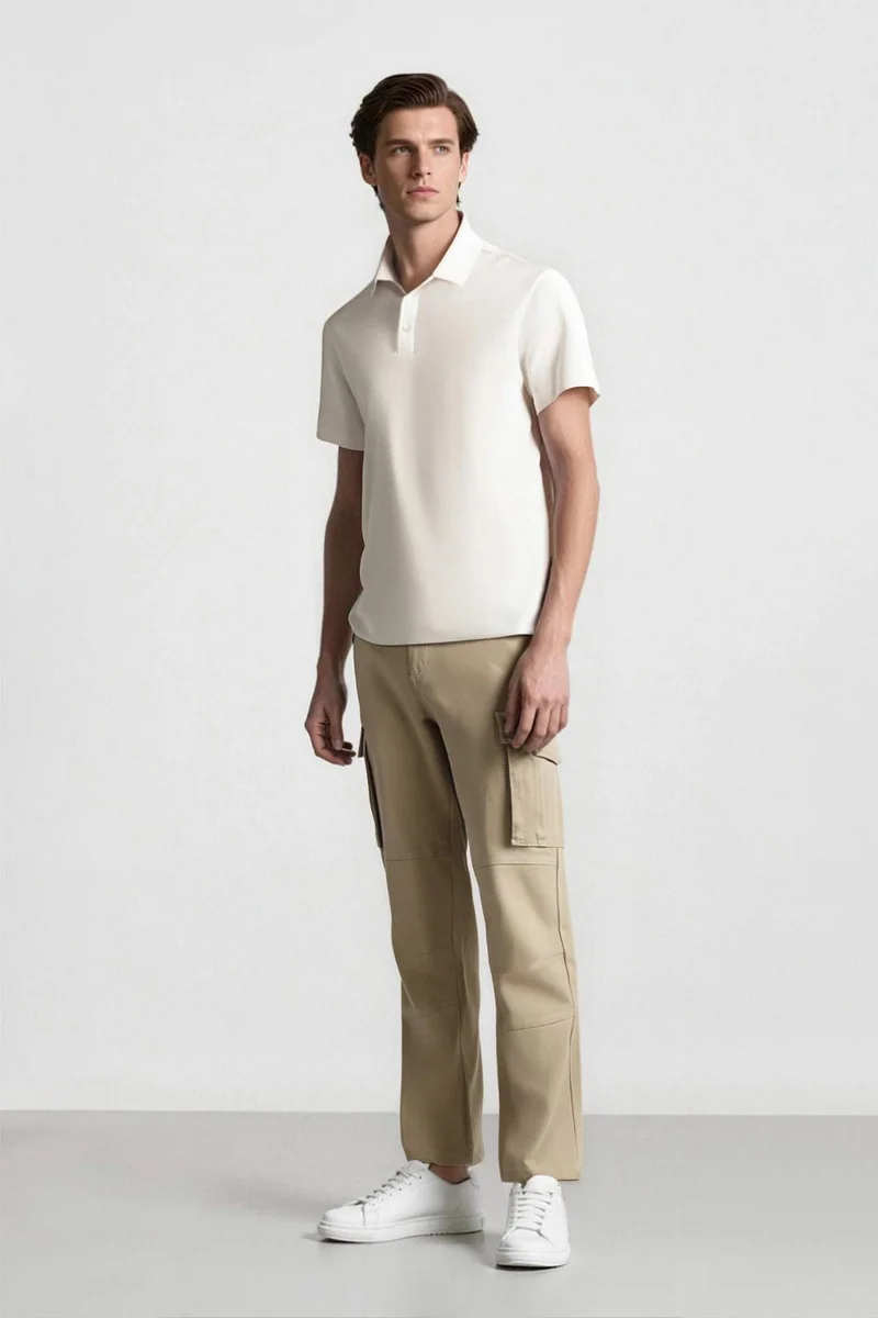 ديفاكتو Loose Comfortable Fit Wide Leg Gabardine Cargo Pants
