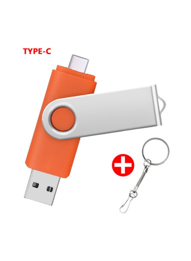 TYPE-C Mobile Phone U Disk OTG Rotating U Disk Can Be Fixed LOGO U Disk 8G16G32G64G128G Gift U Disk-color:TYPE-C Rotating Orange-capacity:32GB - Image 1