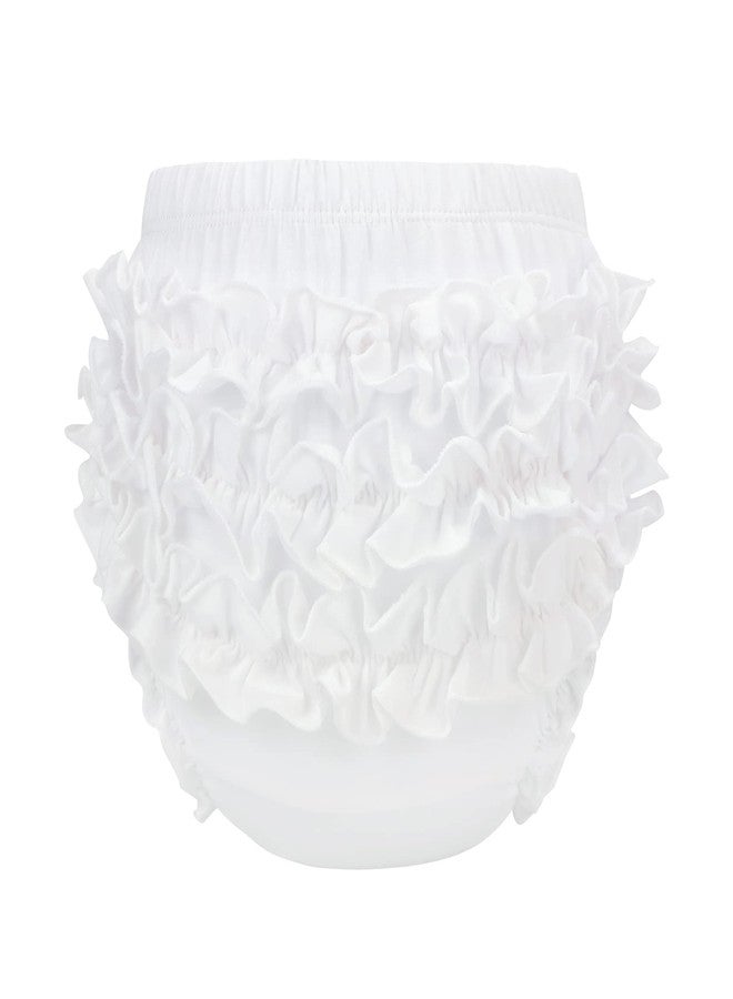 Durio Baby Bloomers for Toddler Girls Ruffle Diaper Covers for Girls Cute Cotton Baby Girl Shorts White 12-24 Months - Image 1