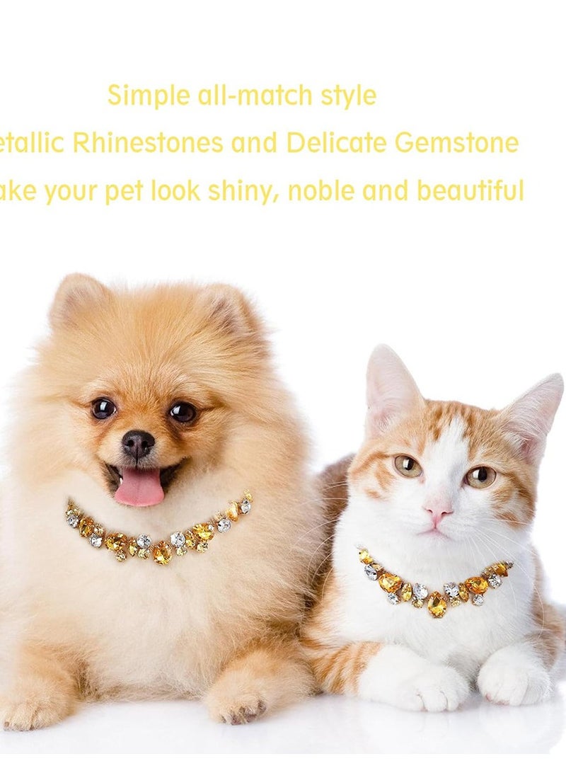 Innoshine Yellow Crystal Pet Jewelry Necklace Collar with Crystal Gemstone Fashion Diamond Necklace For Cat and small Dogs Adjustable Pet Collar for Wedding and Party - Image 5