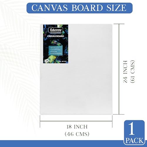 Eduway® Canvas Board for Painting- 18x24 Pof 1 | Premium Quality 7Oz Pre-Primed Cotton Canvas Board for Artists & Beginners | Ideal for Acrylic, Oil, Gouache, Pastels Colors (Pack of 1) (46x61 cms) - Image 2