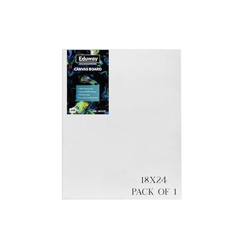 Eduway® Canvas Board for Painting- 18x24 Pof 1 | Premium Quality 7Oz Pre-Primed Cotton Canvas Board for Artists & Beginners | Ideal for Acrylic, Oil, Gouache, Pastels Colors (Pack of 1) (46x61 cms) - Image 1