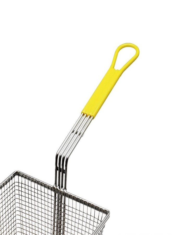 TrueCraftware-17" x 8-1/4" x 6-3/4" Rectangular Deep Fry Basket with Hook Heavy Duty Nickel Plated Iron with Yellow Coated Handle - for Home and Restaurant Kitchen Frying Chips Fish Sausages - Image 5