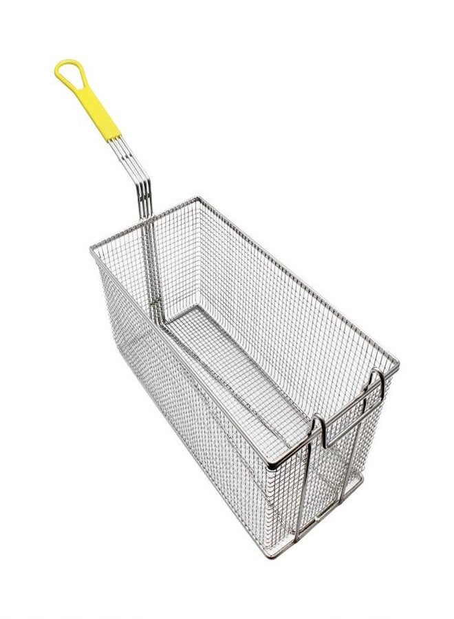TrueCraftware-17" x 8-1/4" x 6-3/4" Rectangular Deep Fry Basket with Hook Heavy Duty Nickel Plated Iron with Yellow Coated Handle - for Home and Restaurant Kitchen Frying Chips Fish Sausages - Image 4