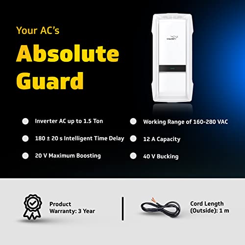 V-Guard Denor iD400 AC Stabilizer for 1.5 ton Inverter AC | Digital Display | Intelligent Time Delay System | Energy Efficient Design | 3 Year Warranty by V-Guard | White (Working Range 170-270 VAC) - Image 2