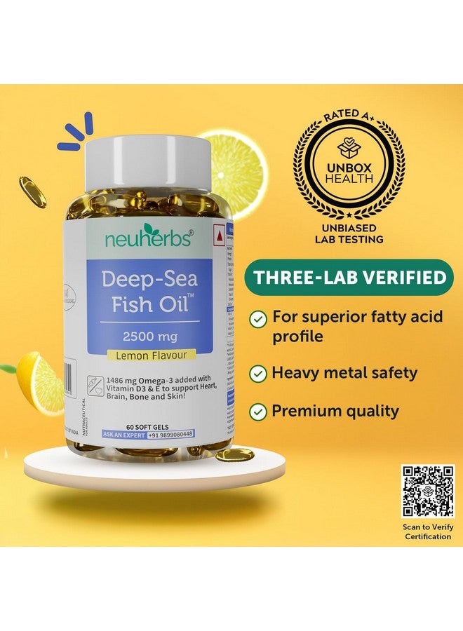 Neuherbs Deep Sea Omega 3 Fish Oil - Omega 3 Supplement Triple Strength 2500 Mg (Essential Fatty Acid Combination of 1486 mg 892 mg EPA 594 mg DHA/serving), Lemon Flavour- 60 Softgel for Men & women - Image 4