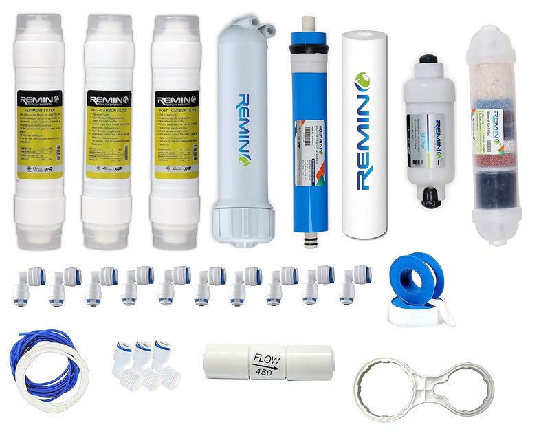 REMINO Remino RO Service kit with Membrane of Carbon and Sediment Filter 80 GPD Membrane Mineral UF membrarane  - Image 1