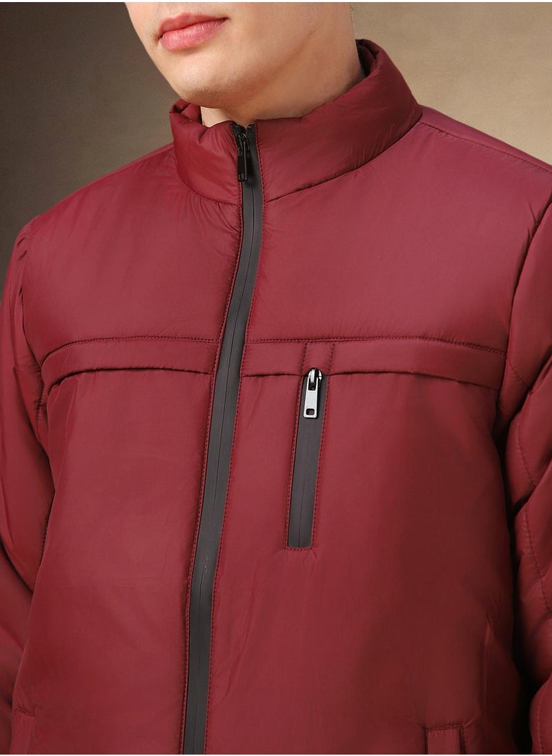 Dennis Lingo Men's Maroon 100% Polyester Solid Regular Fit Jacket  - Image 5
